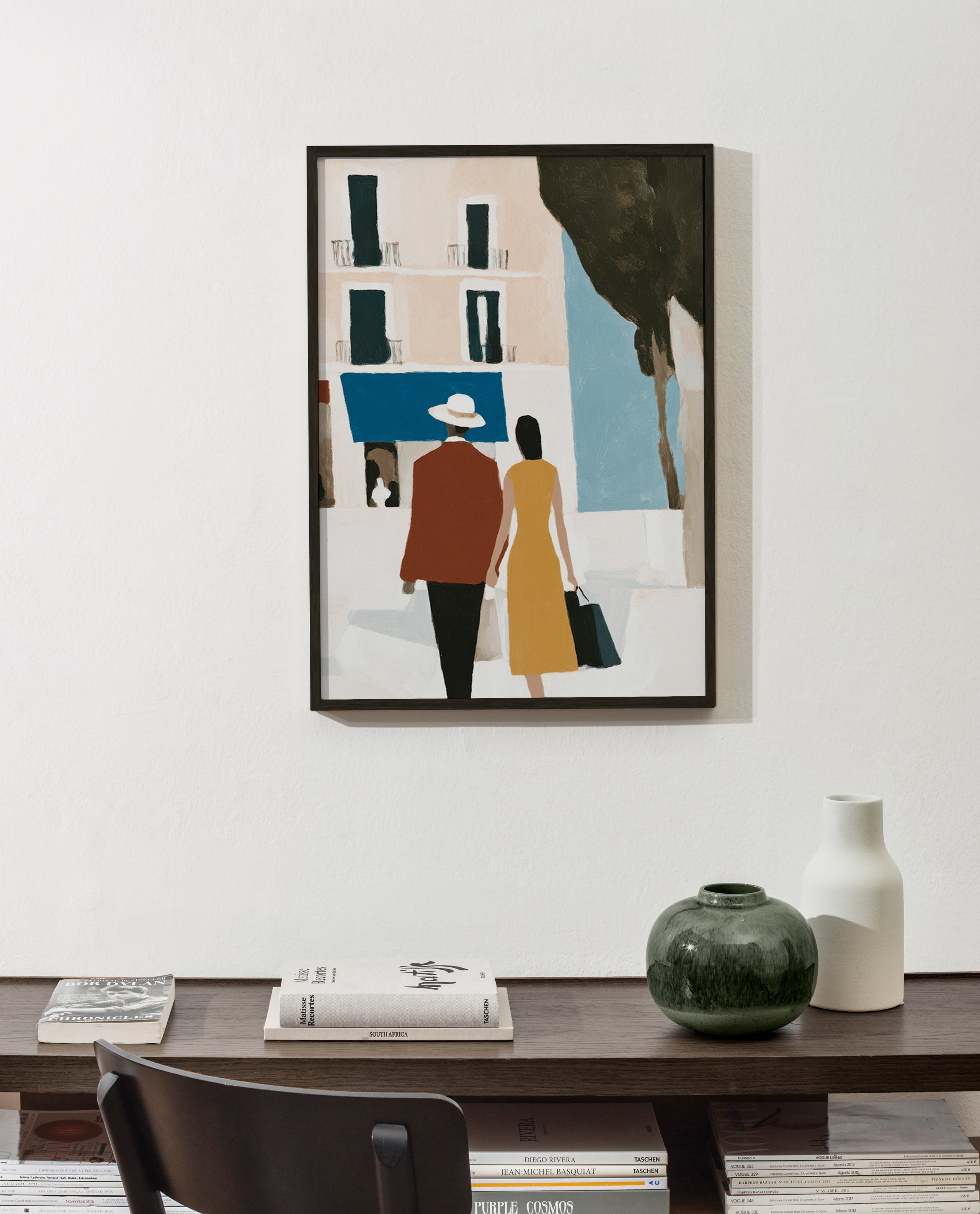Illustration af par foran minimalistisk facade – Product3