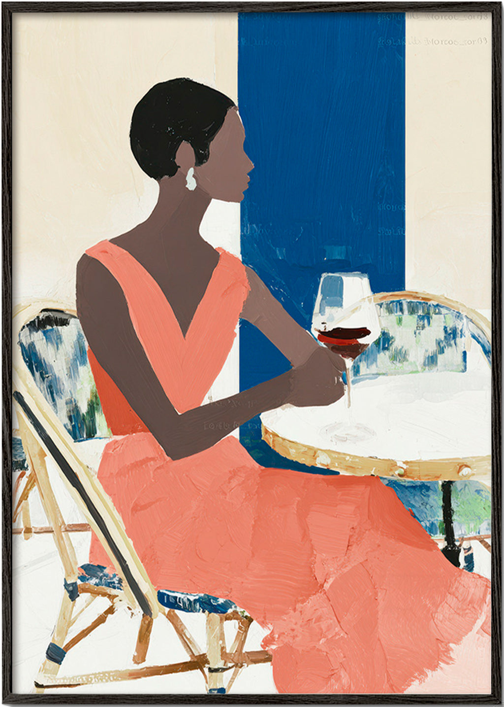 Køkkenkunst kvinde med vin – Black Frame