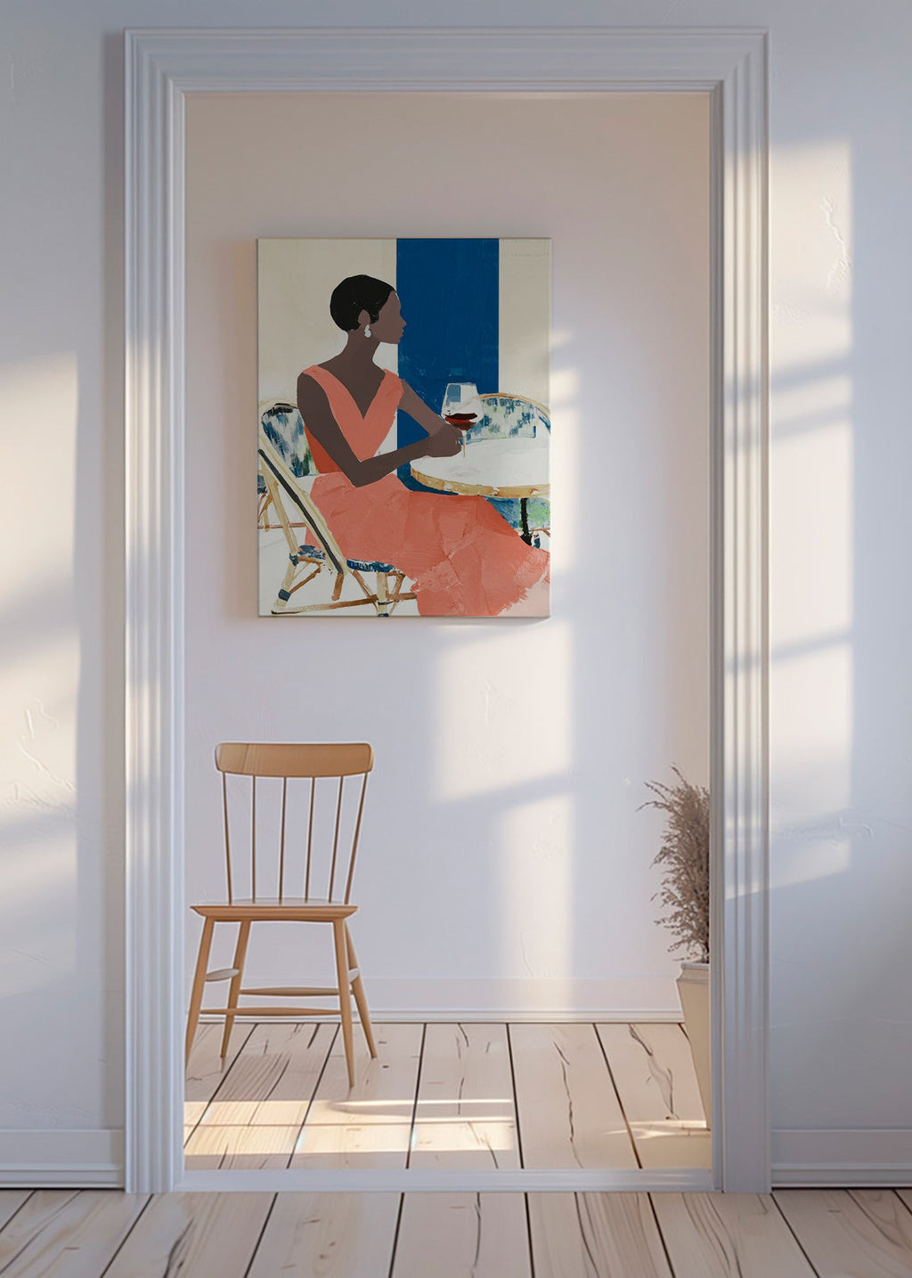 Køkkenkunst kvinde med vin – Canvas