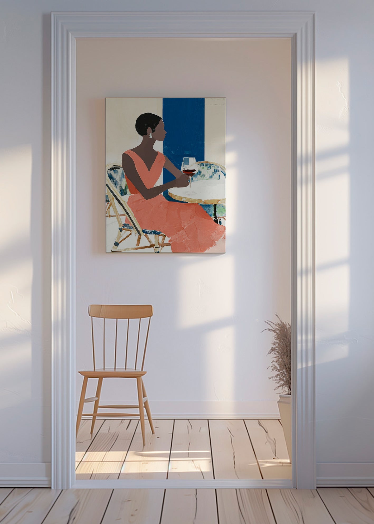 Køkkenkunst kvinde med vin – Canvas