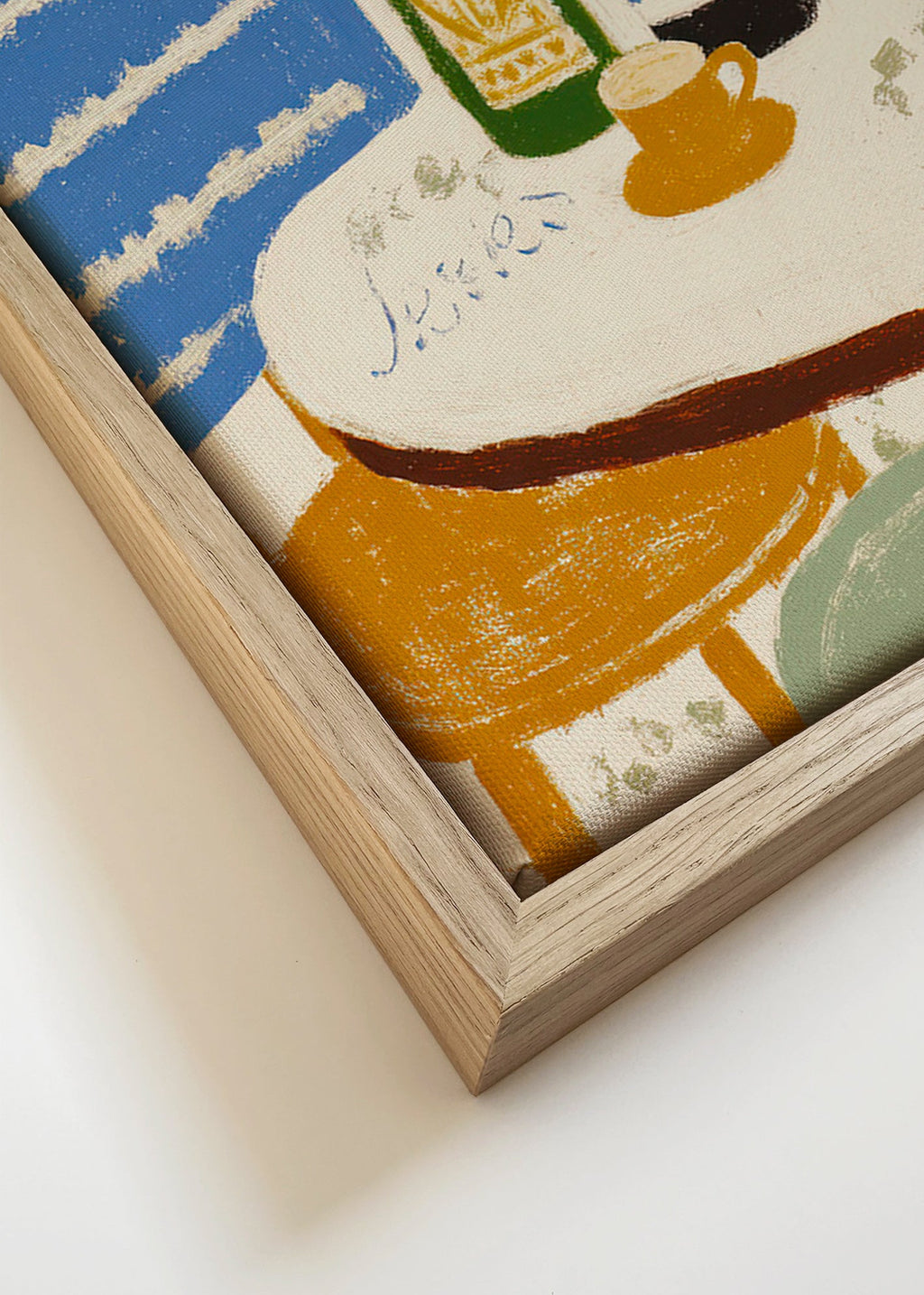Køkkenkunst med flasker og kaffekop – Canvas detail