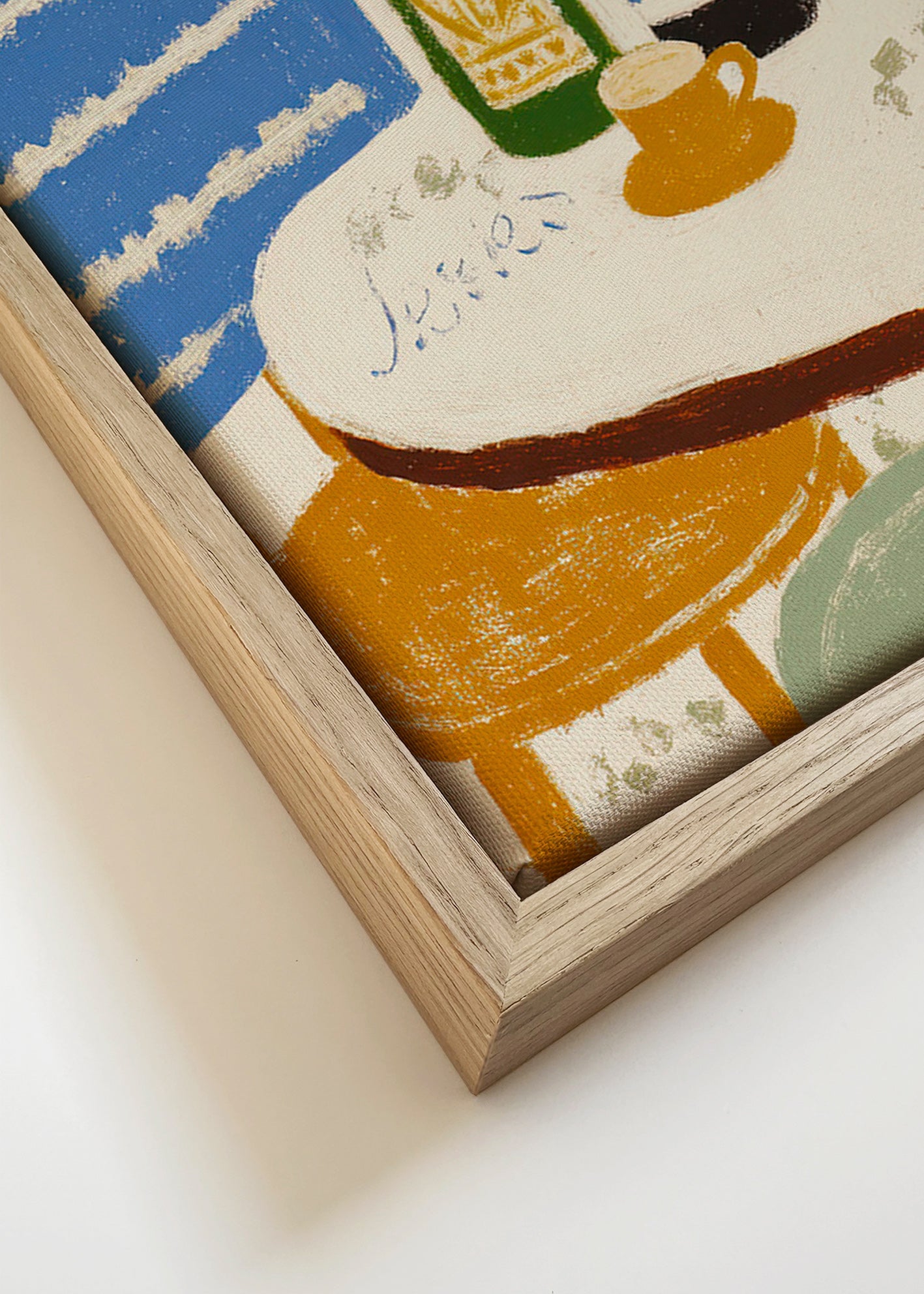 Køkkenkunst med flasker og kaffekop – Canvas detail