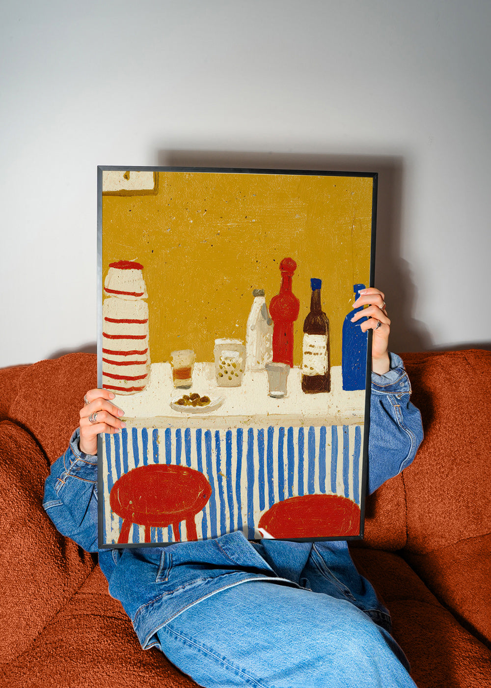 Køkkenkunst: bar-stilleben med blå striber – Product2