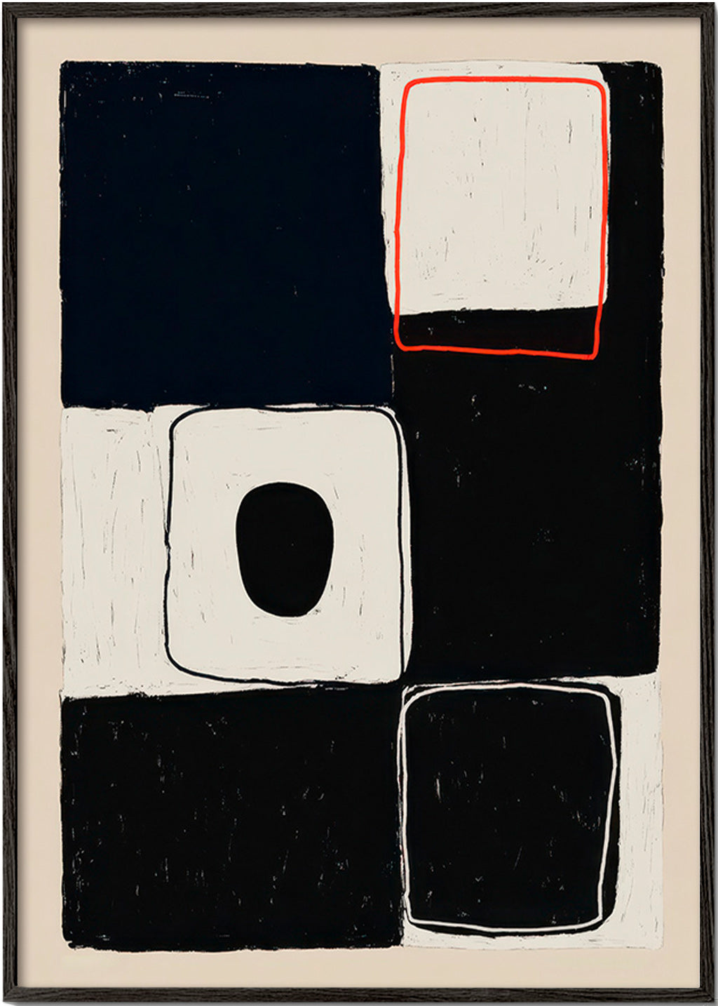 Geometrisk plakat med stabler af blokke – Black Frame