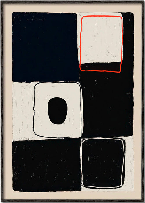 Geometrisk plakat med stabler af blokke – Black Frame