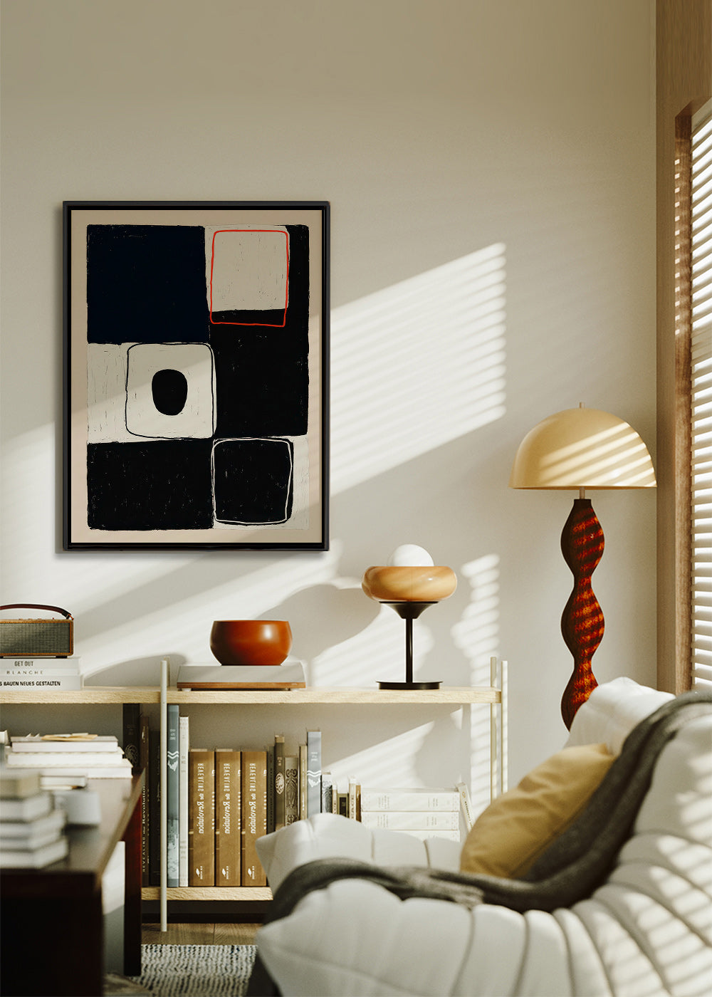 Geometrisk plakat med stabler af blokke – Canvas1