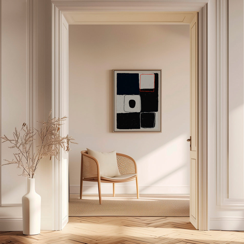 Geometrisk plakat med stabler af blokke – Canvas2