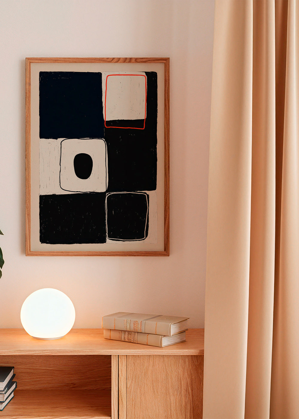 Geometrisk plakat med stabler af blokke – Product1