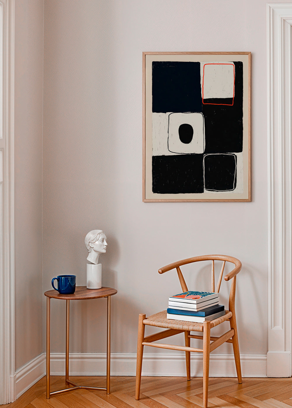 Geometrisk plakat med stabler af blokke – Product3