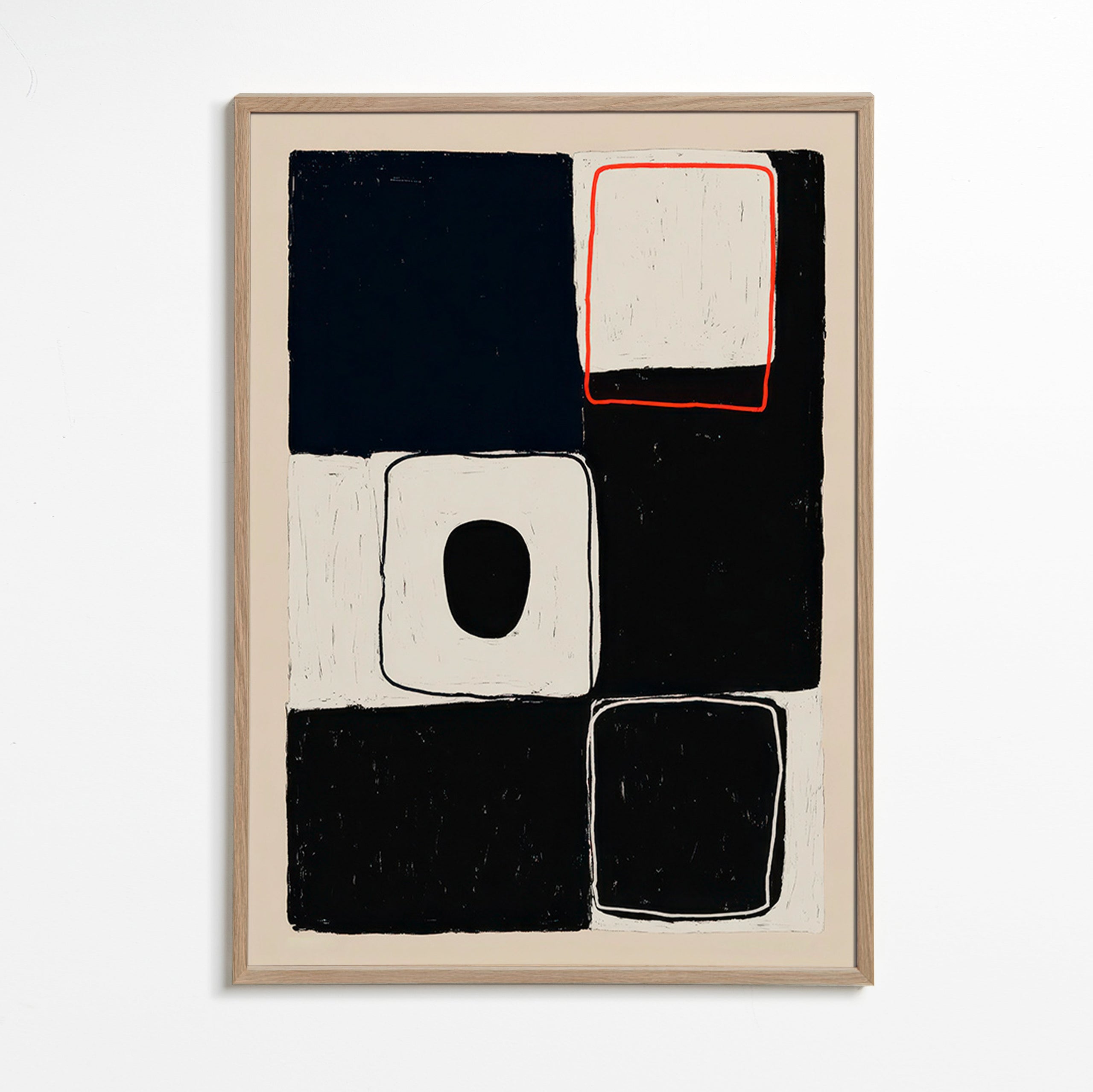Geometrisk plakat med stabler af blokke – Oak Frame