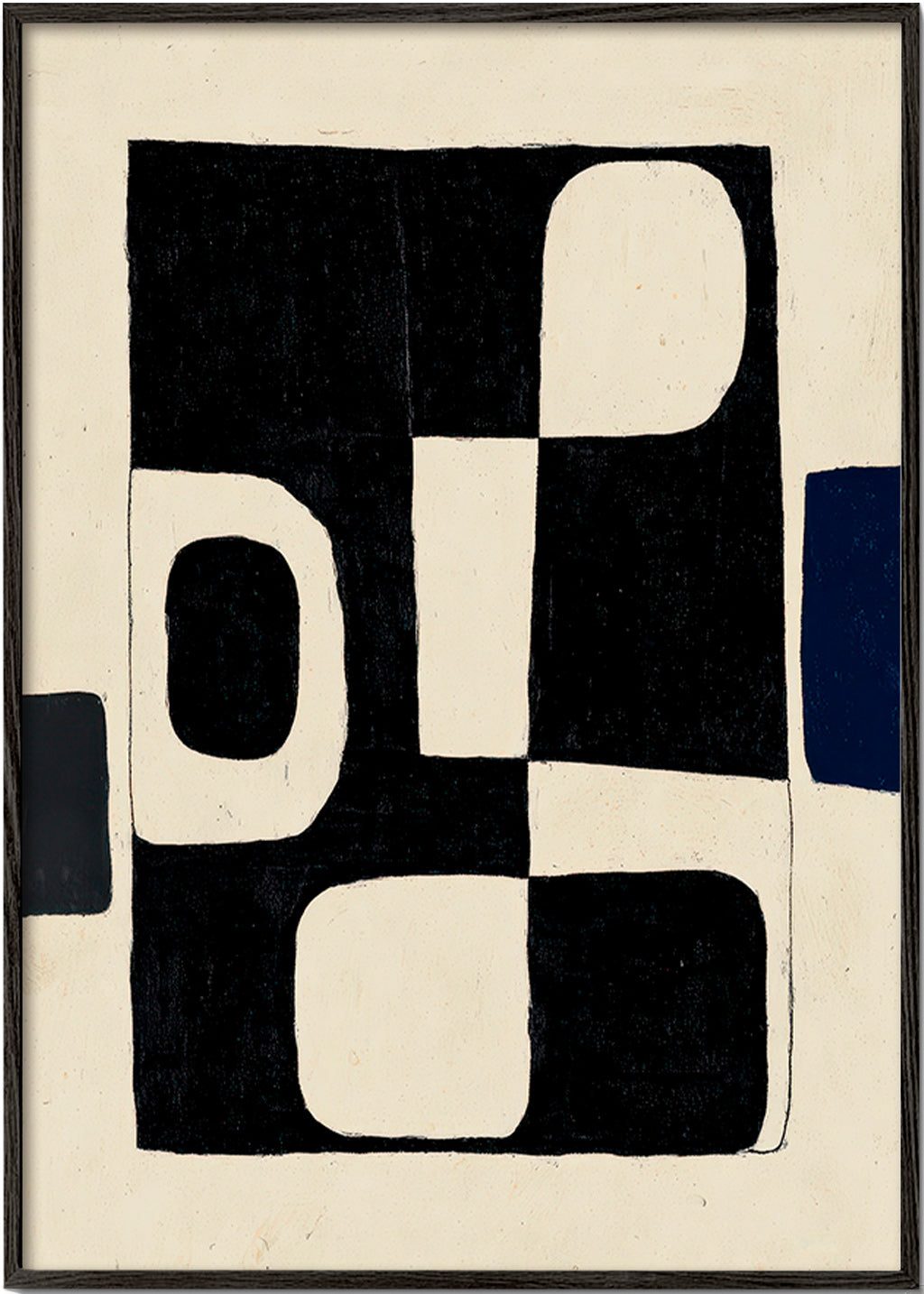 Geometrisk plakat med sorte blokke og buede negativer – Black Frame