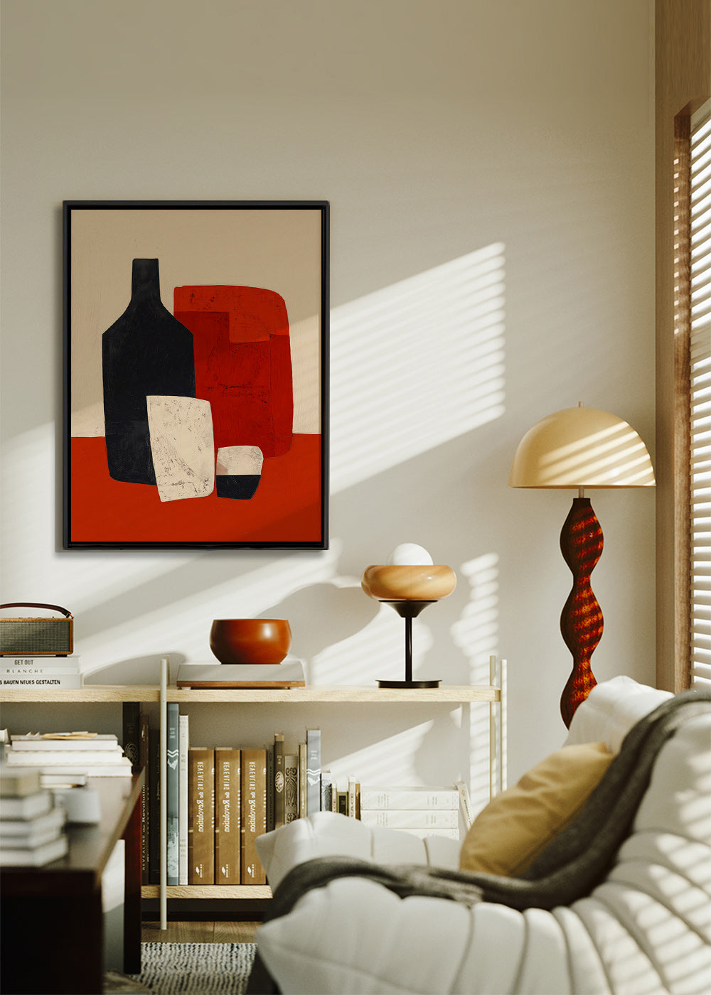 Køkkenkunst med geometrisk flaske og glas – Canvas1