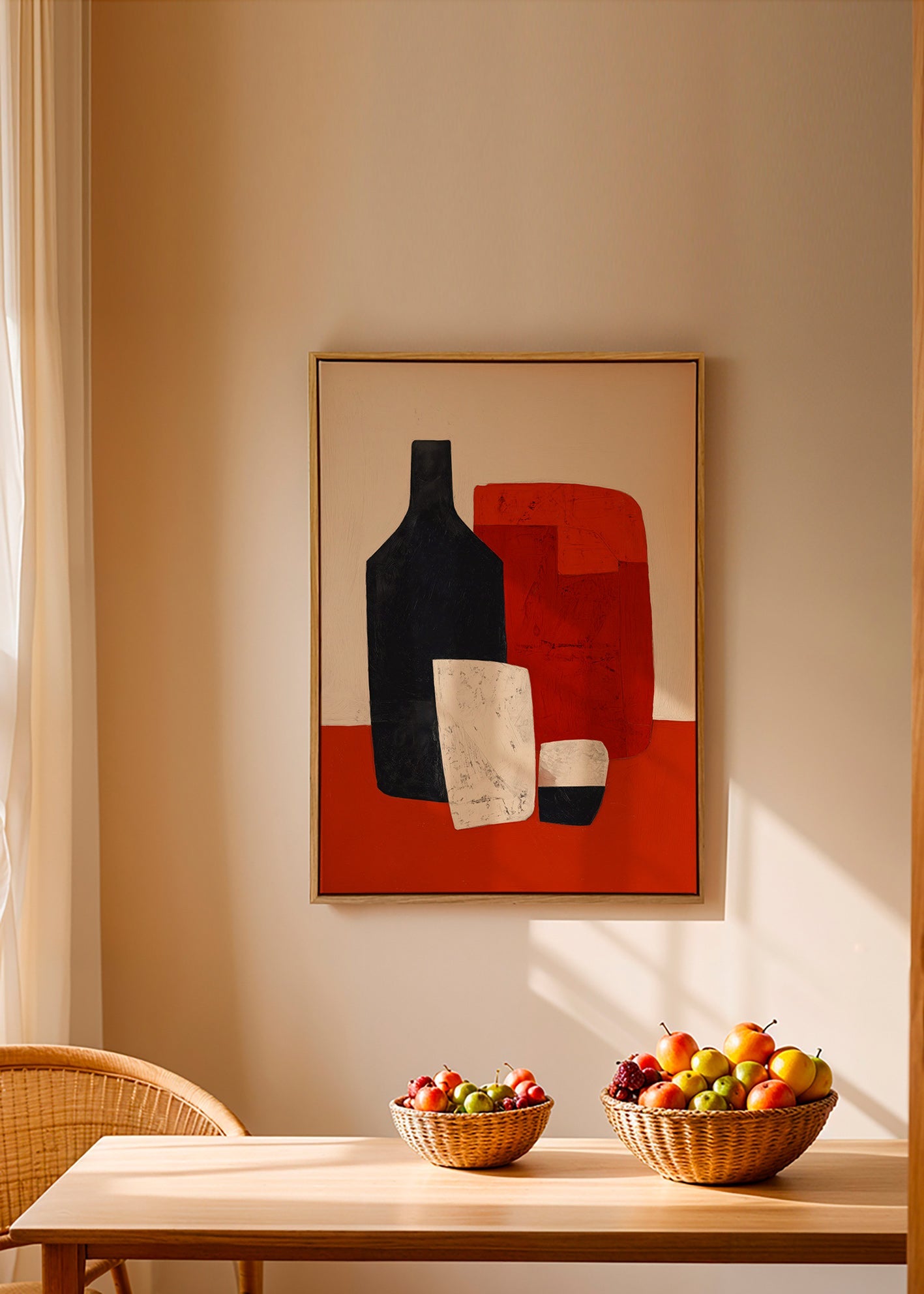 Køkkenkunst med geometrisk flaske og glas – Canvas2