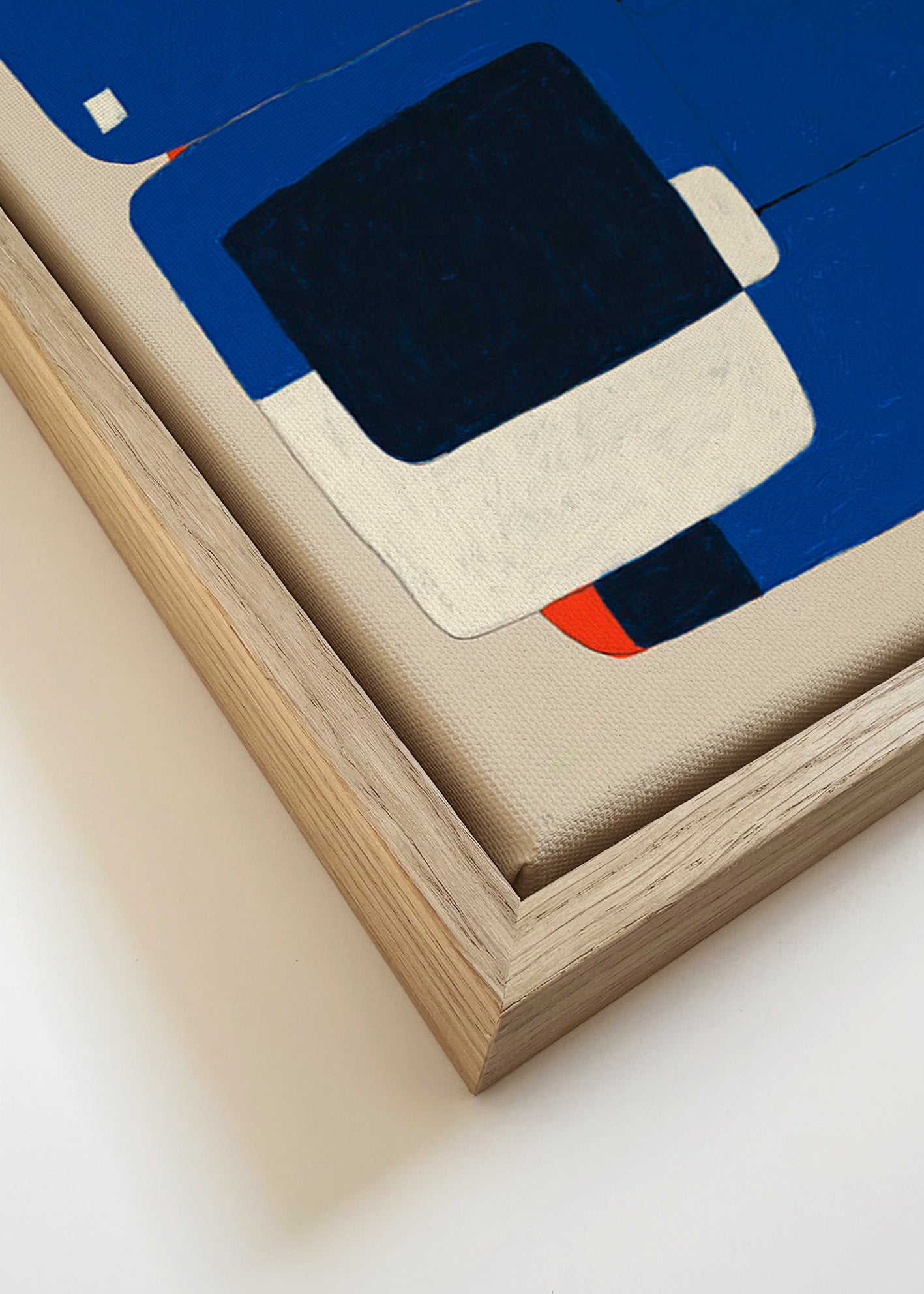 Abstrakt billede med koboltblå blokke – Canvas detail