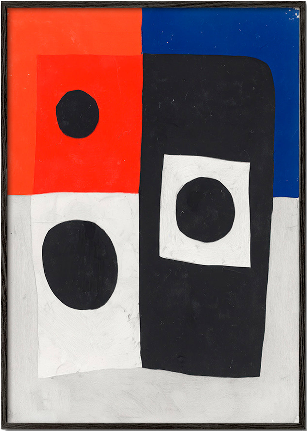 Geometrisk plakat med blokke og cirkler – Black Frame