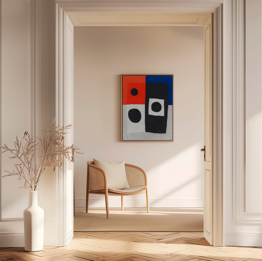 Geometrisk plakat med blokke og cirkler – Canvas1
