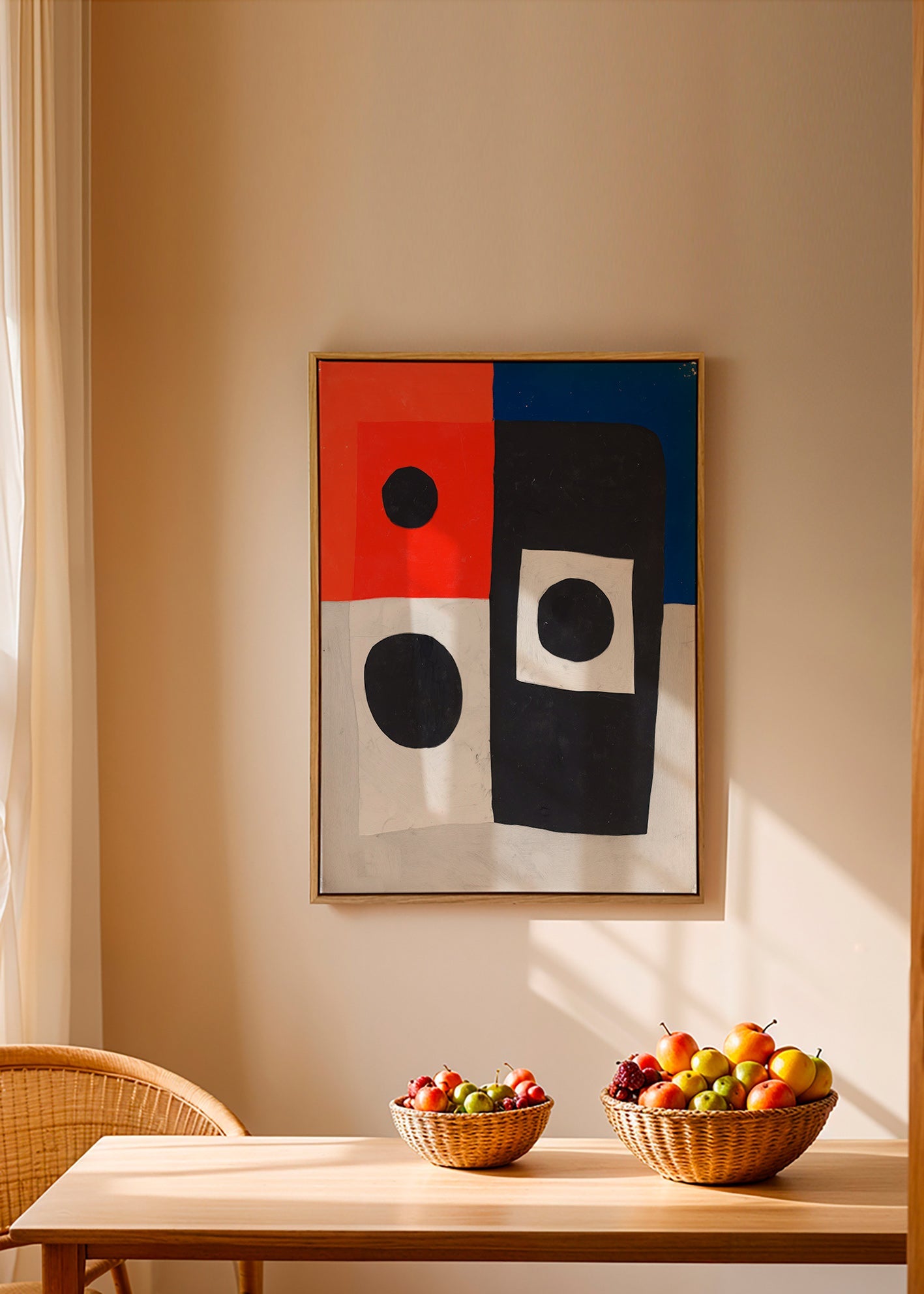Geometrisk plakat med blokke og cirkler – Canvas2