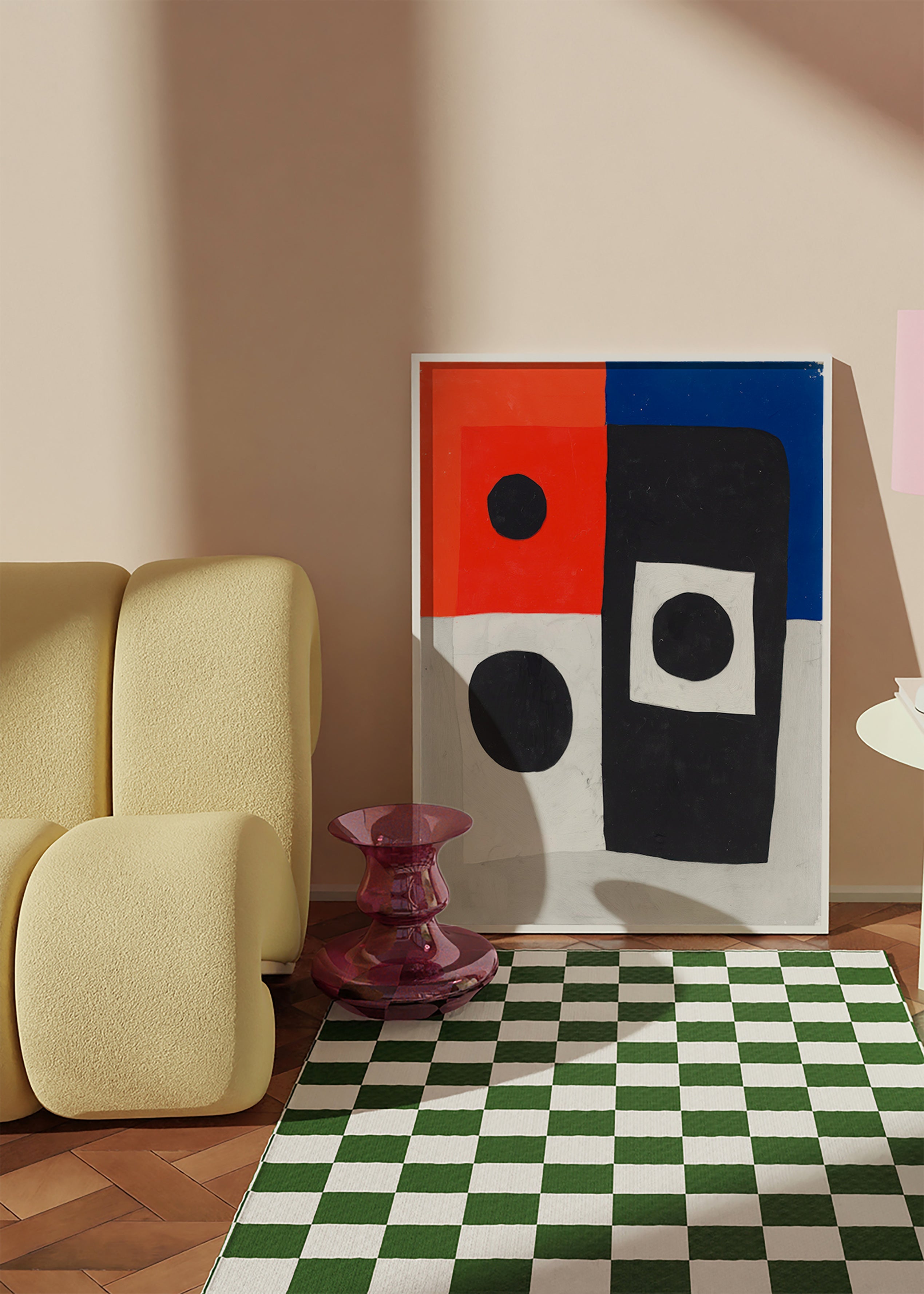 Geometrisk plakat med blokke og cirkler – Product1