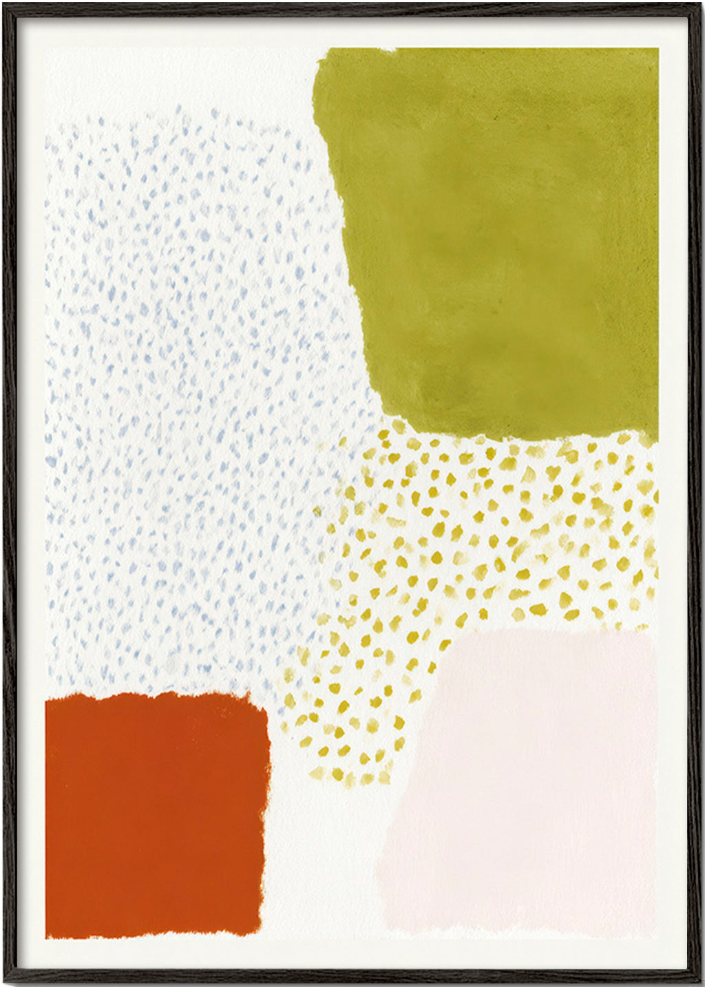 Botanisk plakat med oliven- og terrakottablokke – Black Frame