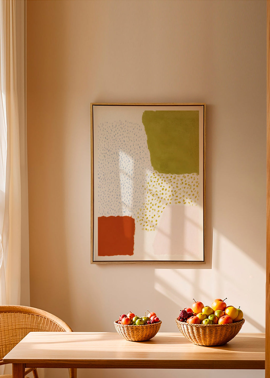 Botanisk plakat med oliven- og terrakottablokke – Canvas2