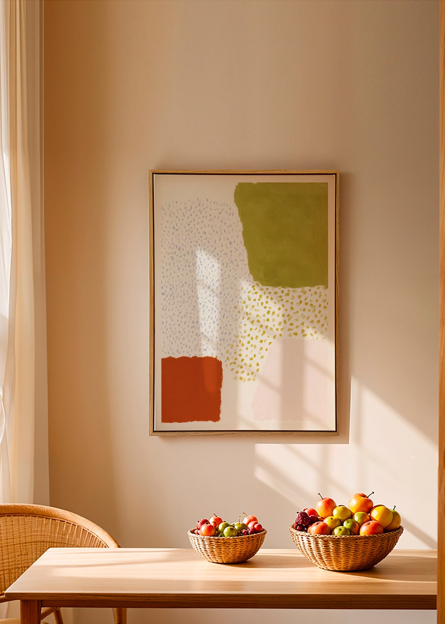 Botanisk plakat med oliven- og terrakottablokke – Canvas2