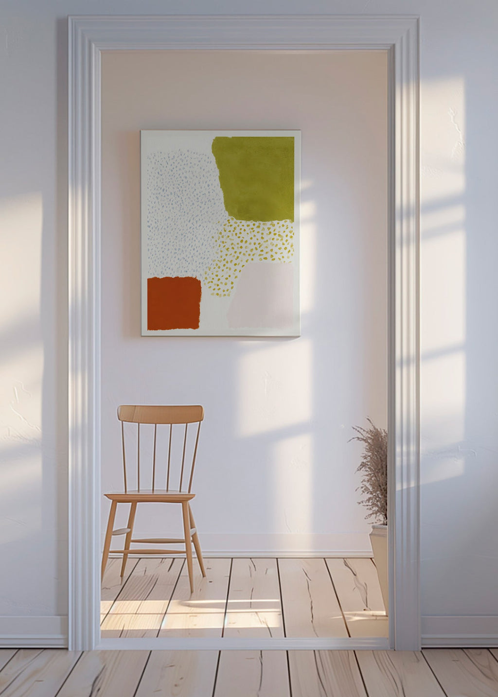 Botanisk plakat med oliven- og terrakottablokke – Canvas
