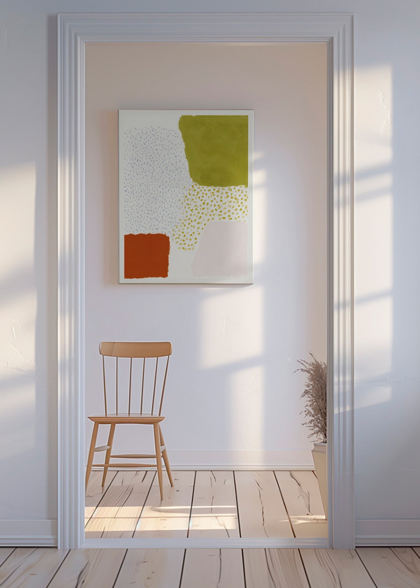 Botanisk plakat med oliven- og terrakottablokke – Canvas