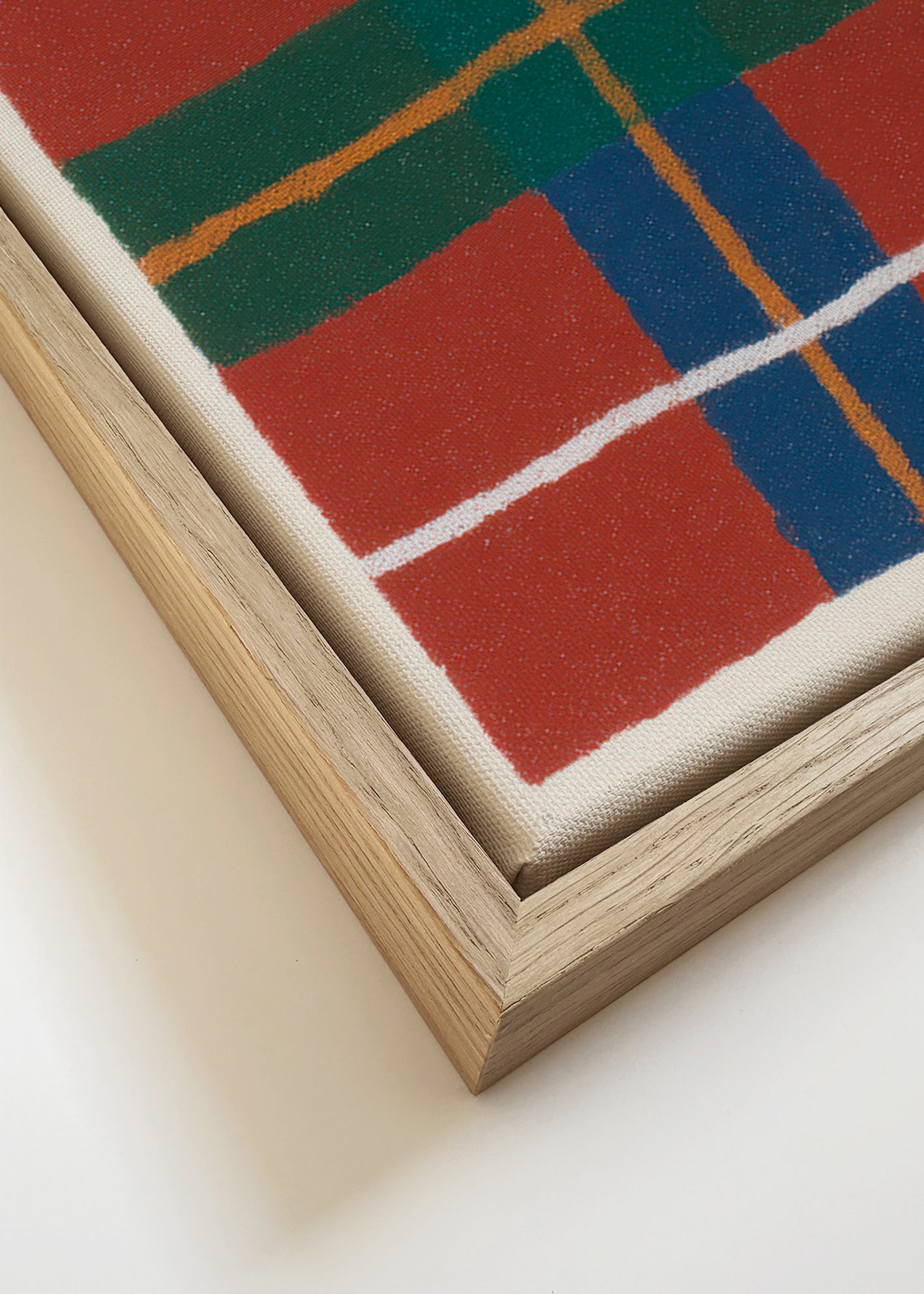 Geometrisk tartan-plakat i varme nuancer – Canvas detail