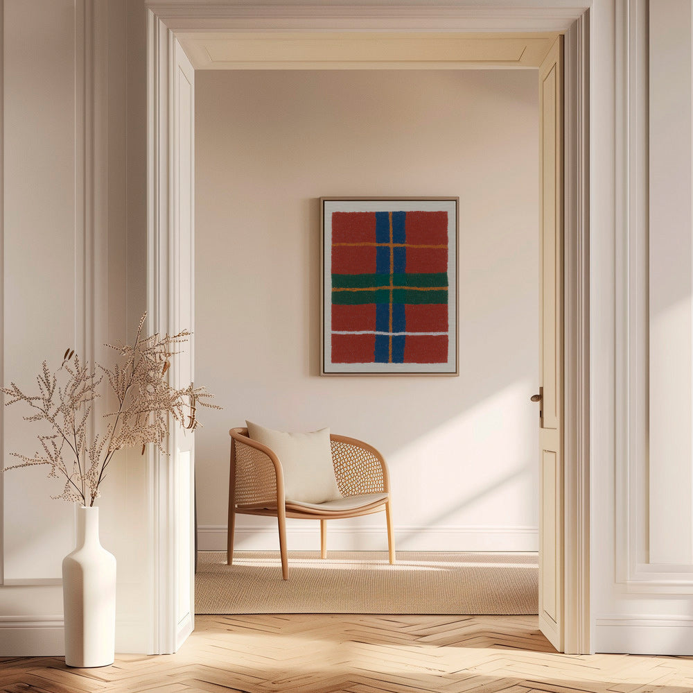 Geometrisk tartan-plakat i varme nuancer – Canvas2