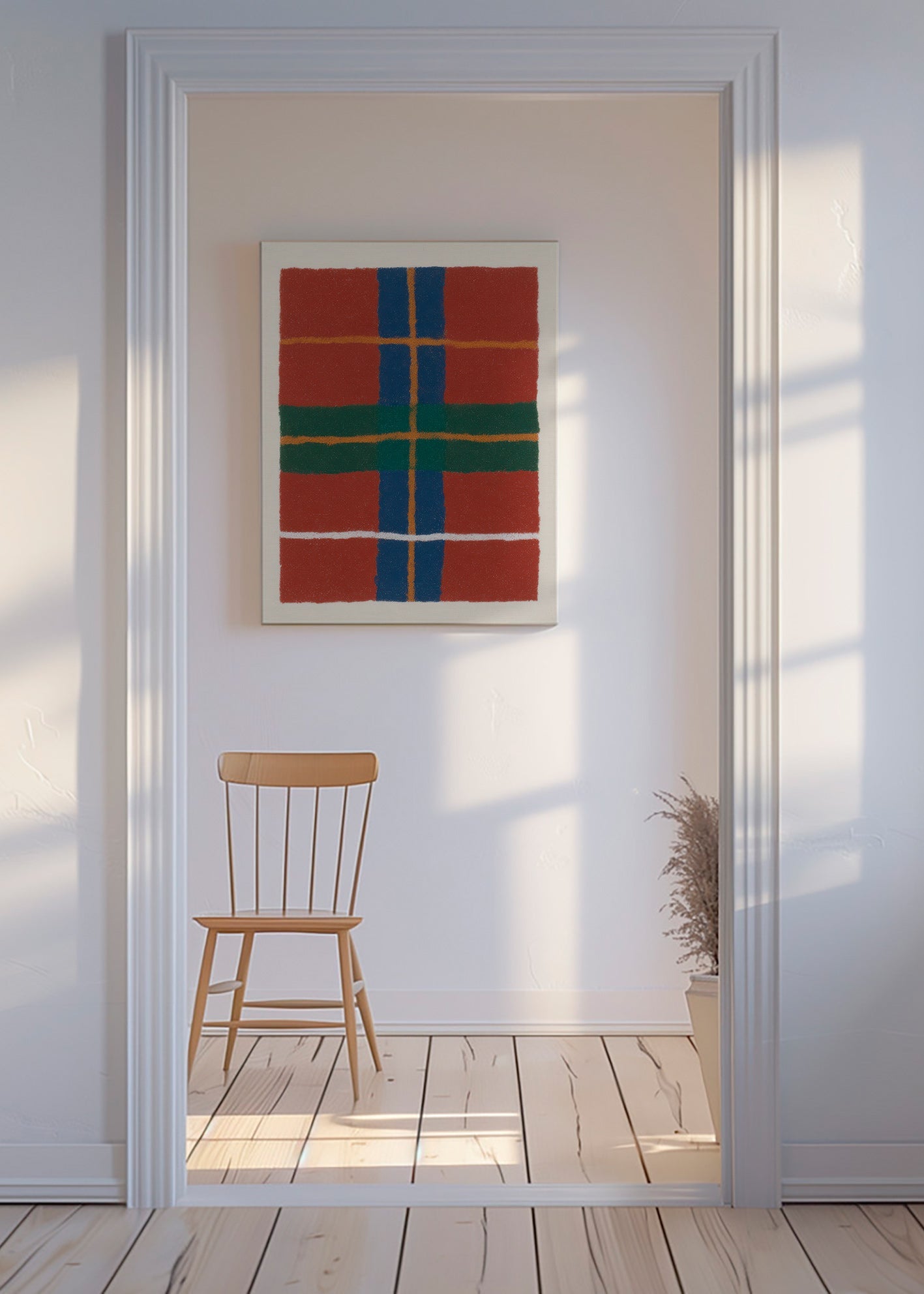 Geometrisk tartan-plakat i varme nuancer – Canvas