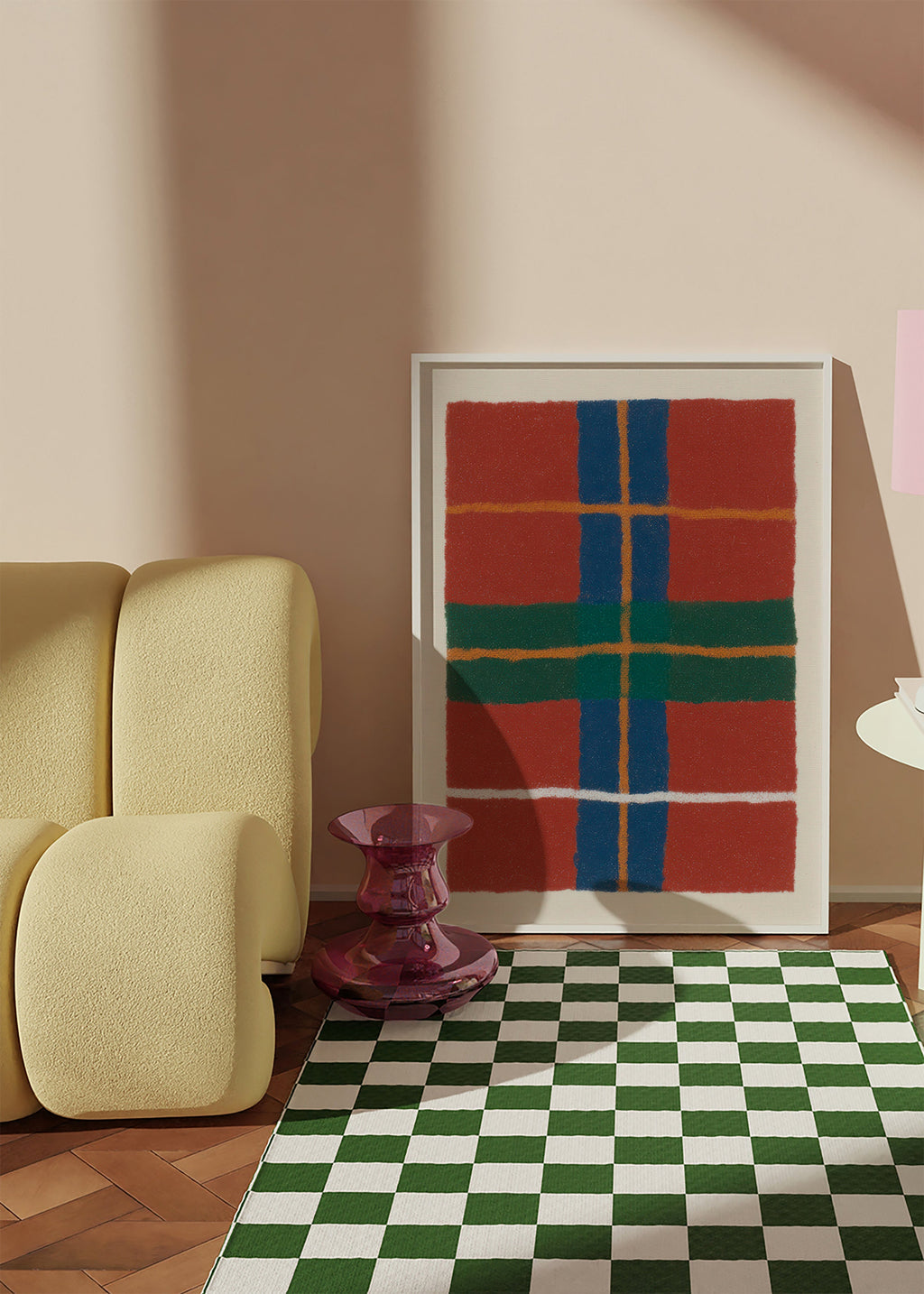 Geometrisk tartan-plakat i varme nuancer – Product2