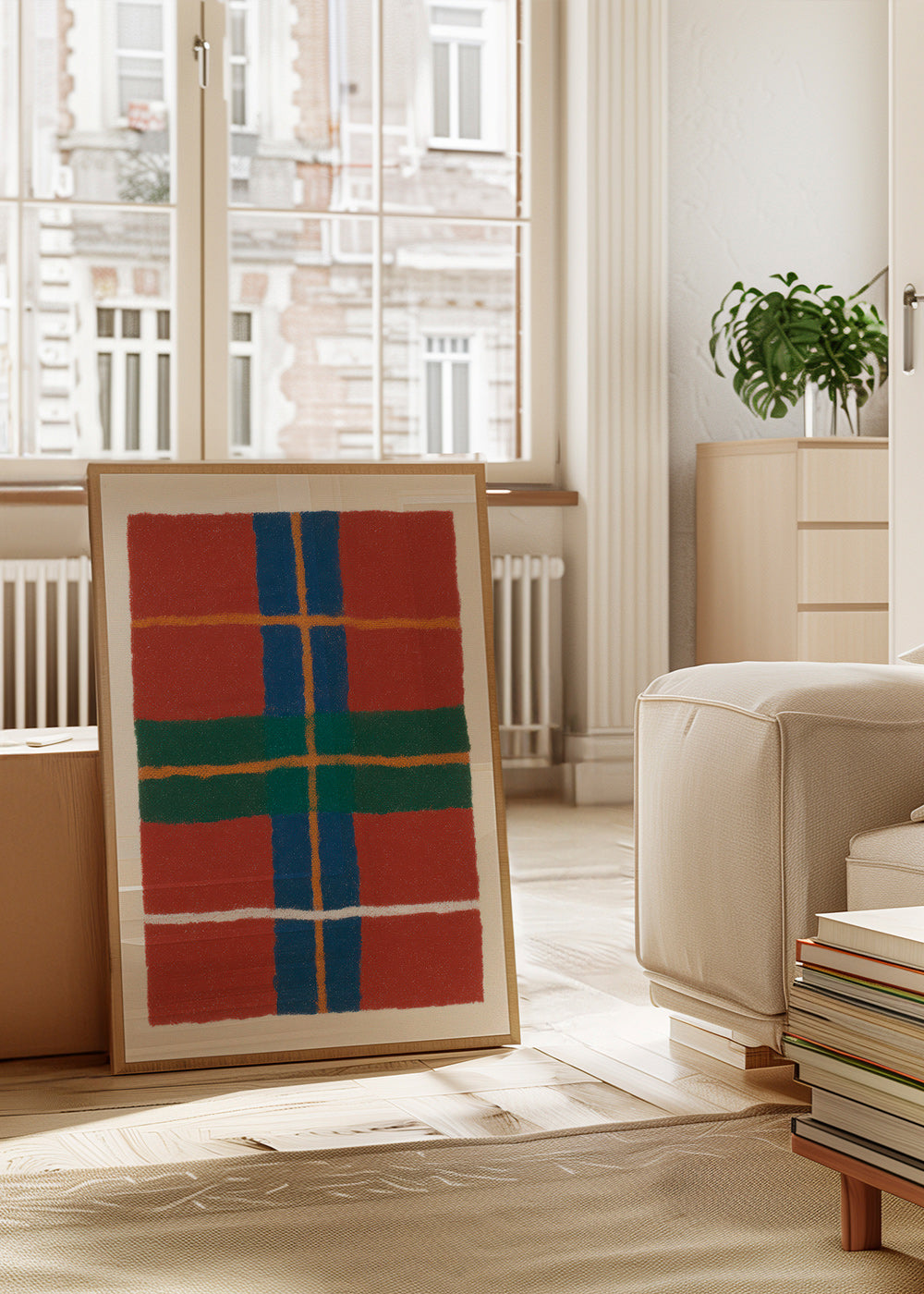 Geometrisk tartan-plakat i varme nuancer – Product3