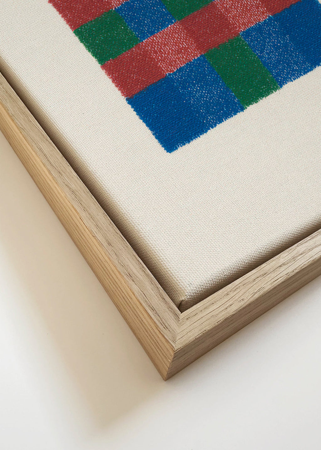 Geometrisk billede med farvet ternmønster – Canvas detail