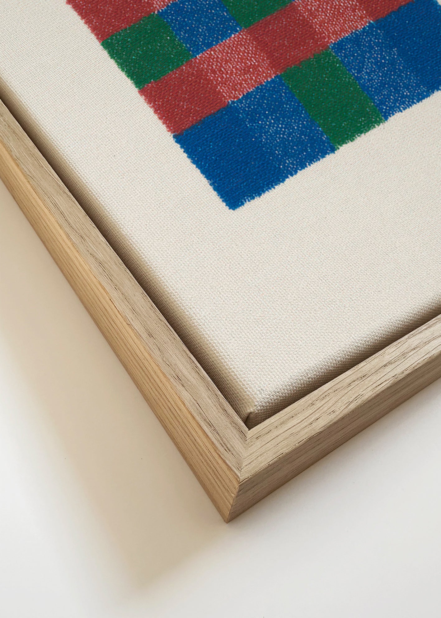 Geometrisk billede med farvet ternmønster – Canvas detail
