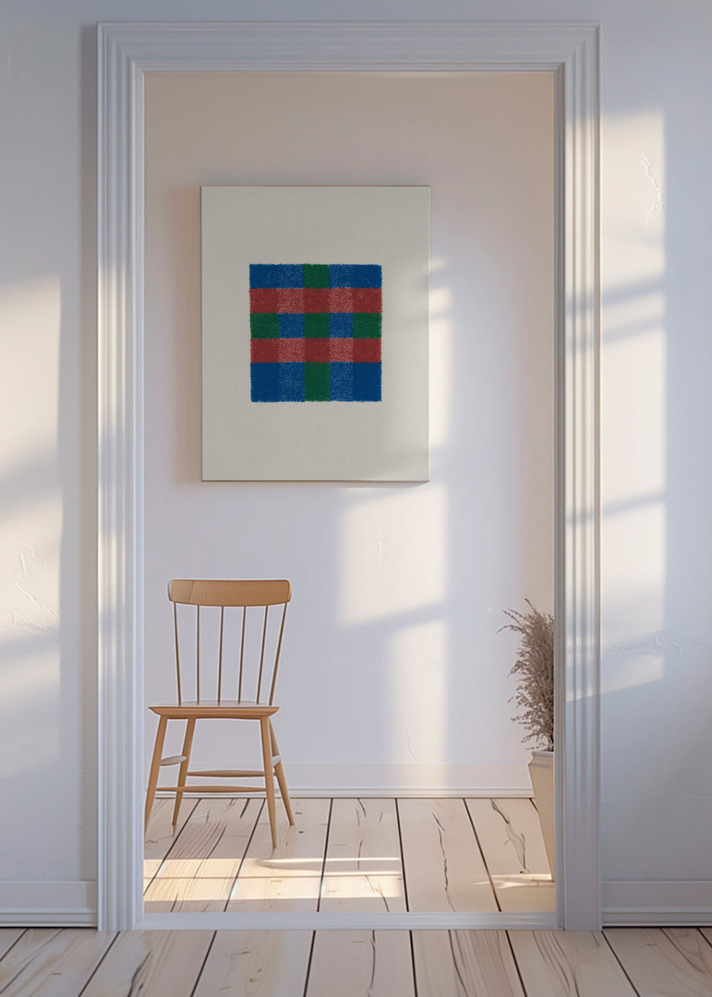 Geometrisk billede med farvet ternmønster – Canvas