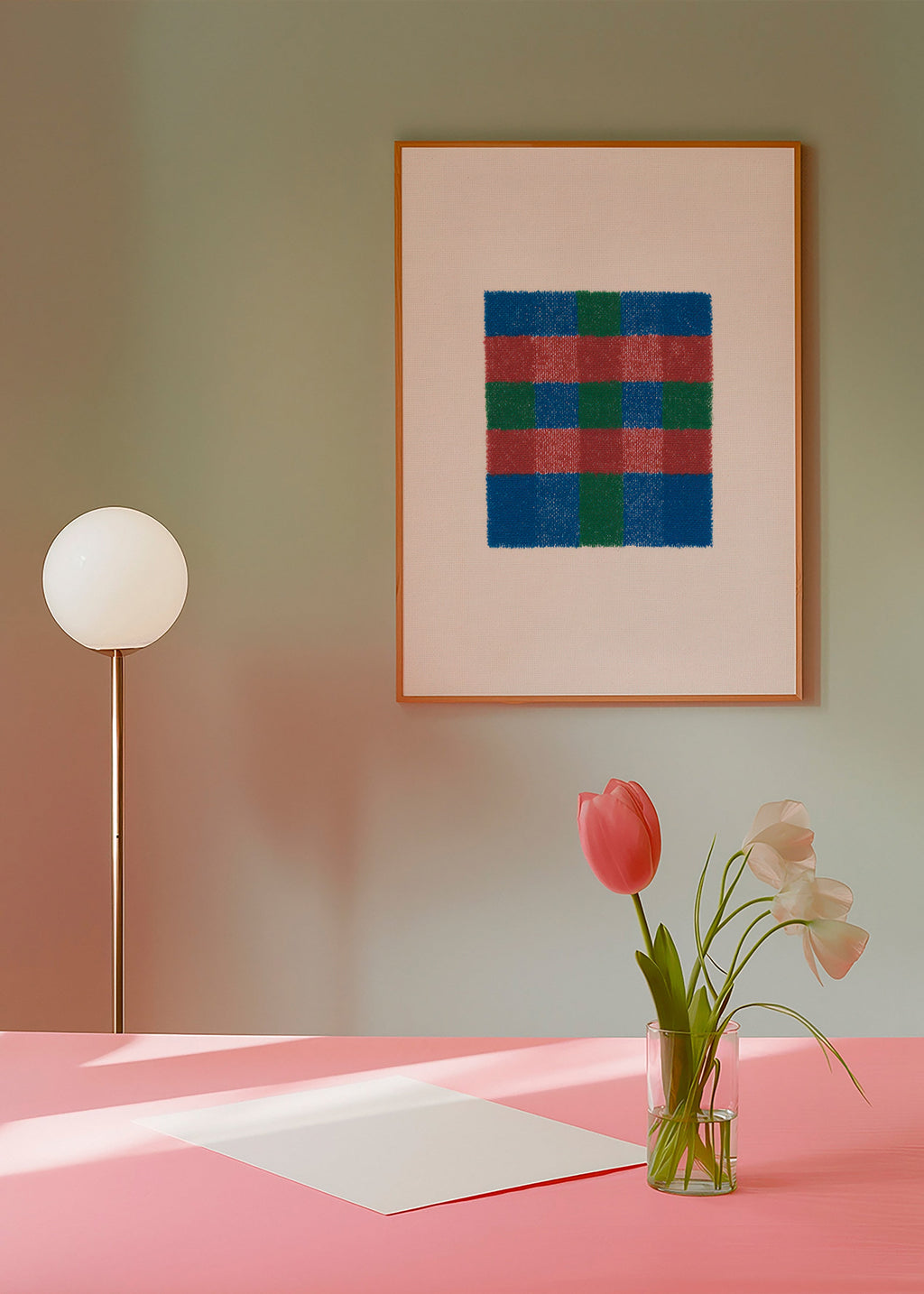 Geometrisk billede med farvet ternmønster – Product1