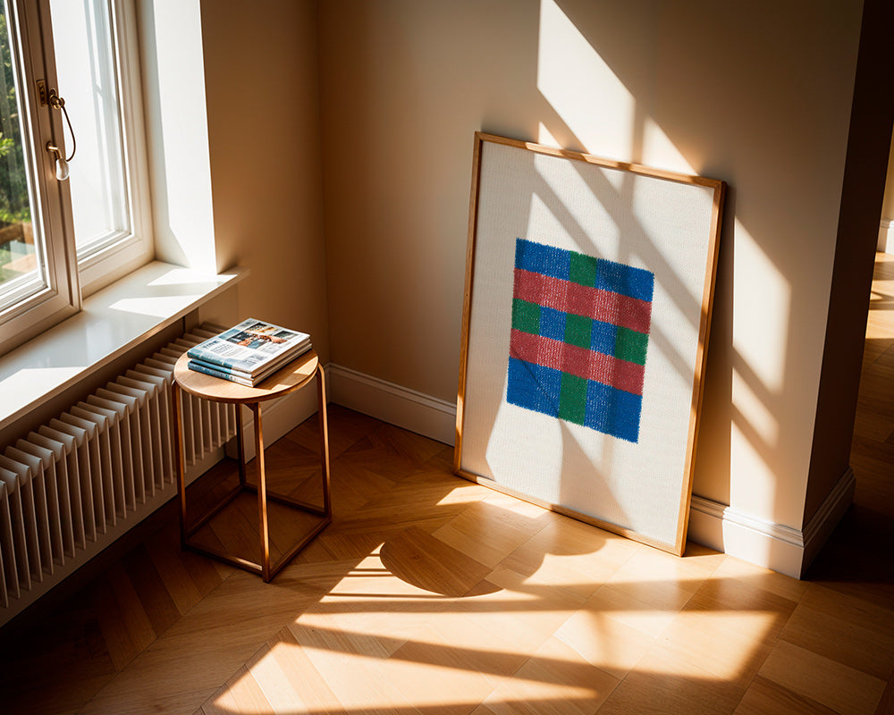 Geometrisk billede med farvet ternmønster – Product2