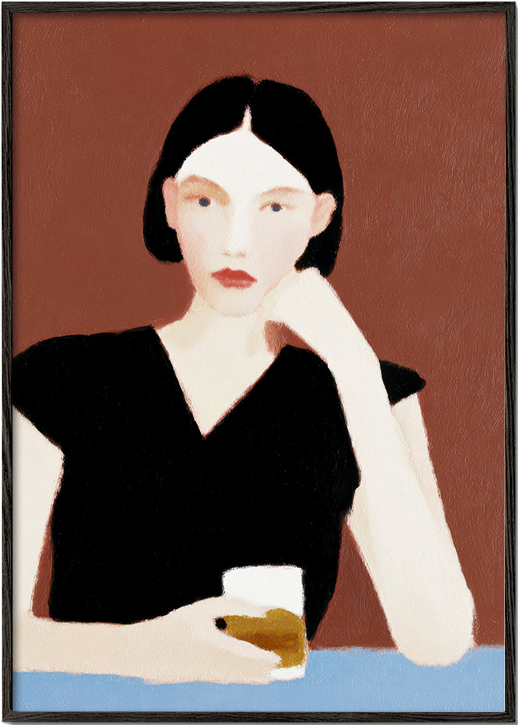 Køkkenkunst: kvinde med glas – Black Frame