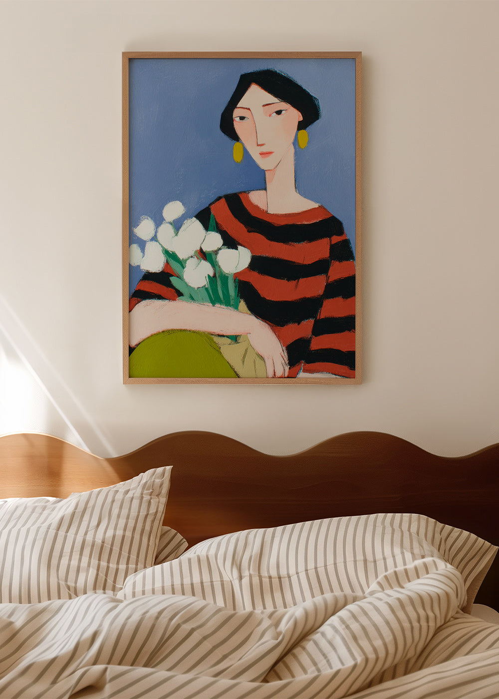 Illustration af kvinde med hvide tulipaner – Product2
