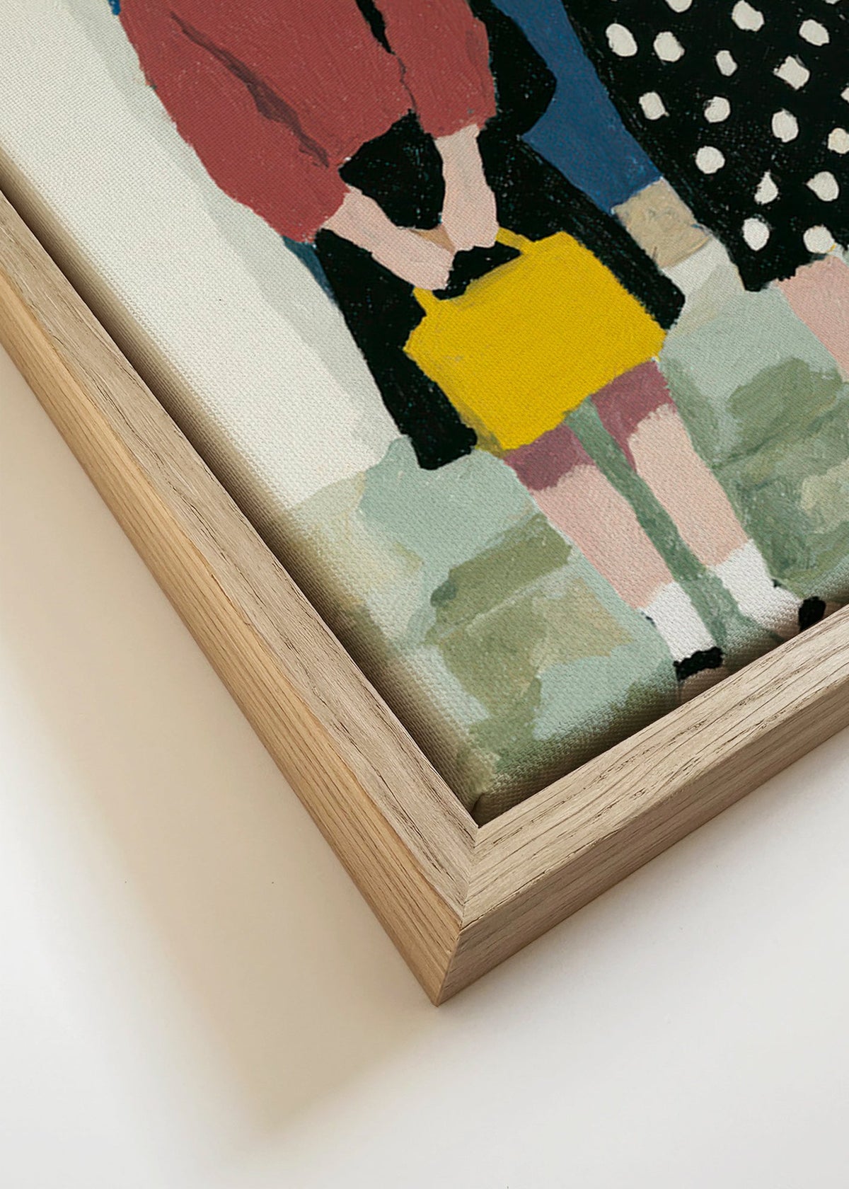Illustration af to figurer ved en blå dør – Canvas detail