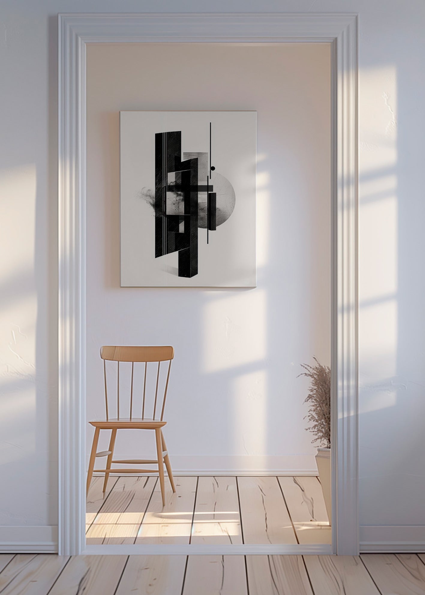 Sort-hvid monolit geometri – Canvas