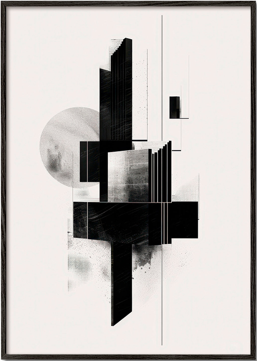 Geometrisk plakat med arkitektoniske sort-hvide former – Black Frame