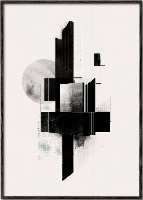 Geometrisk plakat med arkitektoniske sort-hvide former – Black Frame