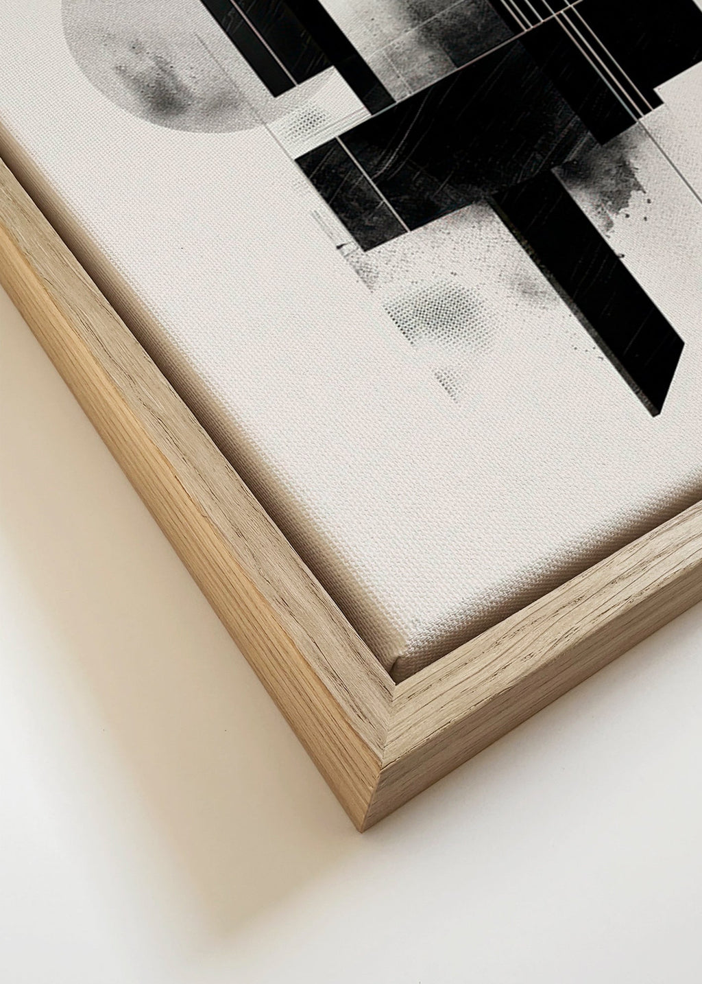 Geometrisk plakat med arkitektoniske sort-hvide former – Canvas detail