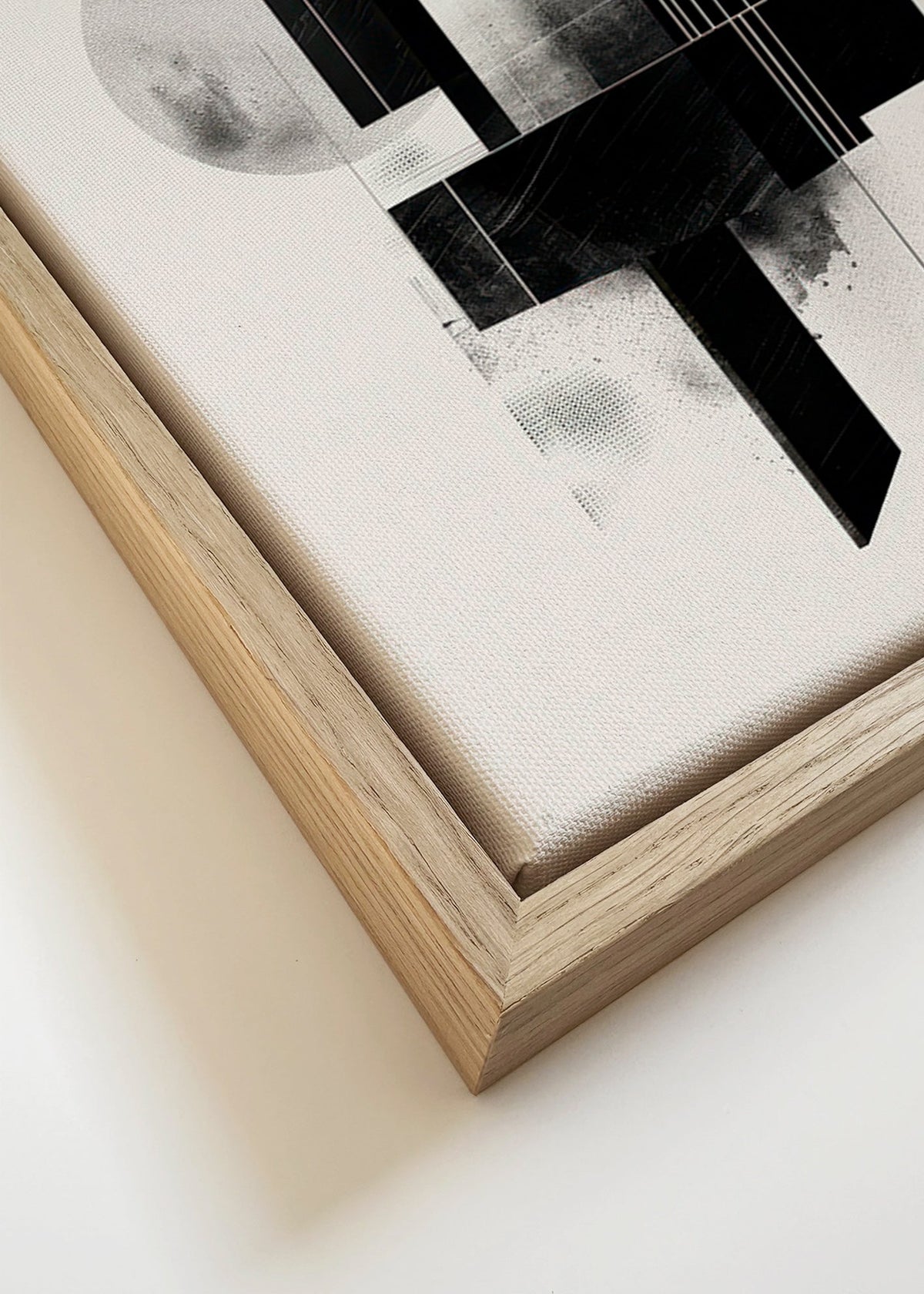 Geometrisk plakat med arkitektoniske sort-hvide former – Canvas detail