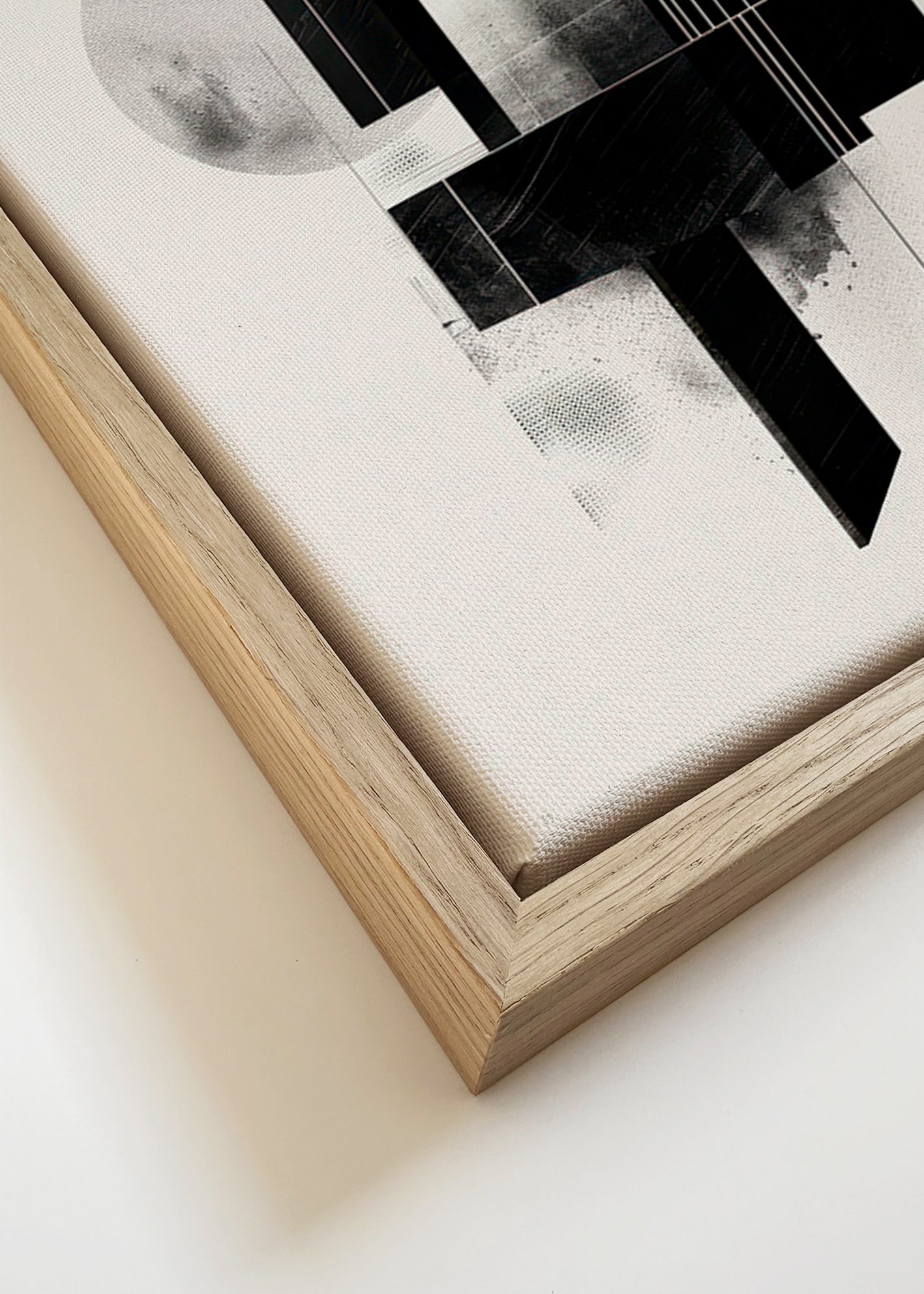 Geometrisk plakat med arkitektoniske sort-hvide former – Canvas detail