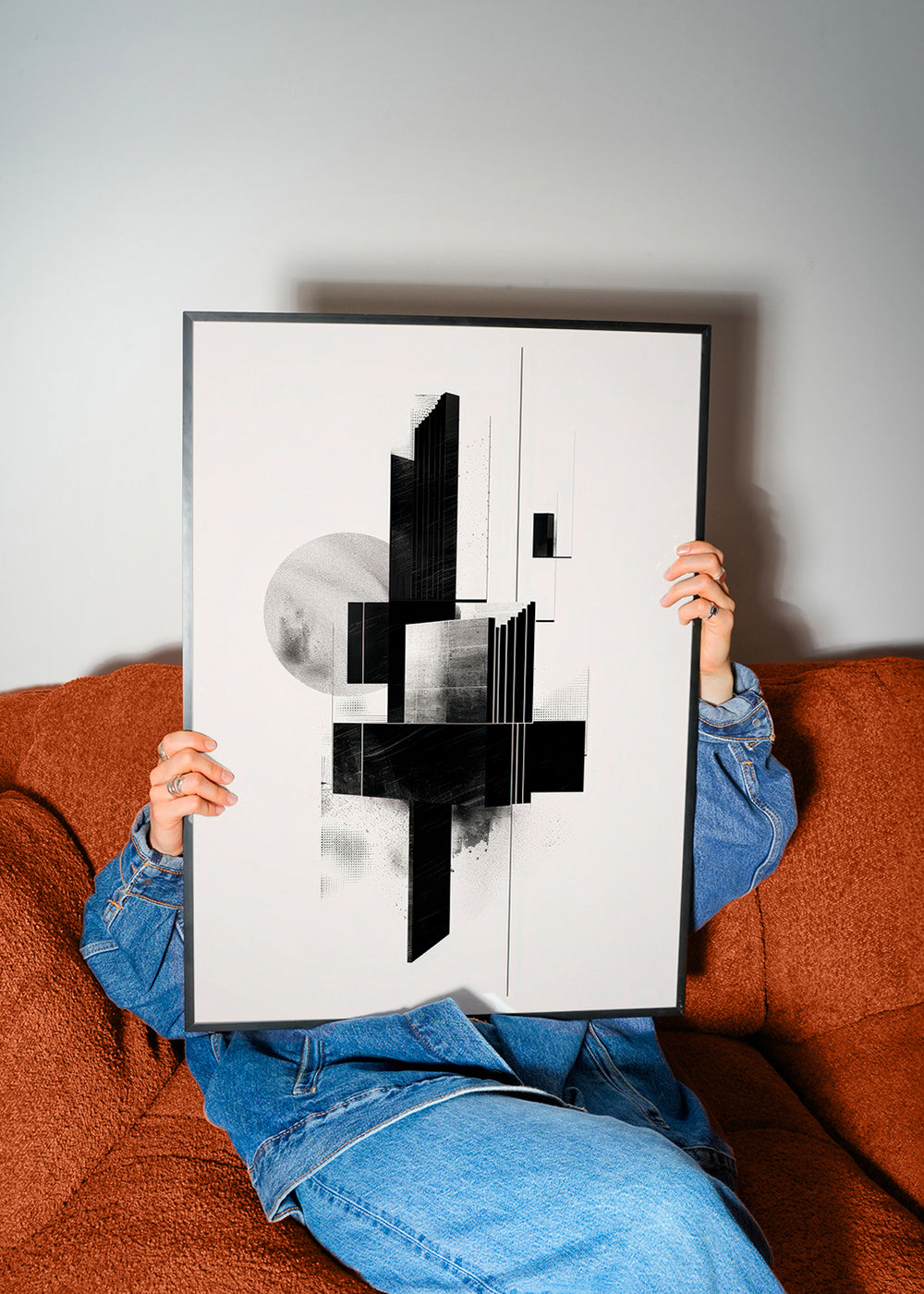 Geometrisk plakat med arkitektoniske sort-hvide former – Product2