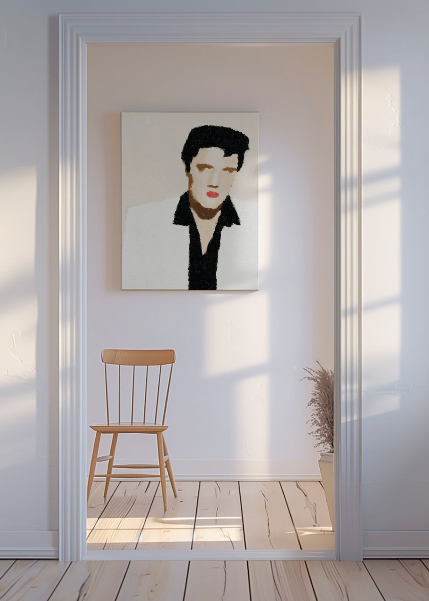 Illustration portræt minimalistisk med ikonisk udtryk – Canvas