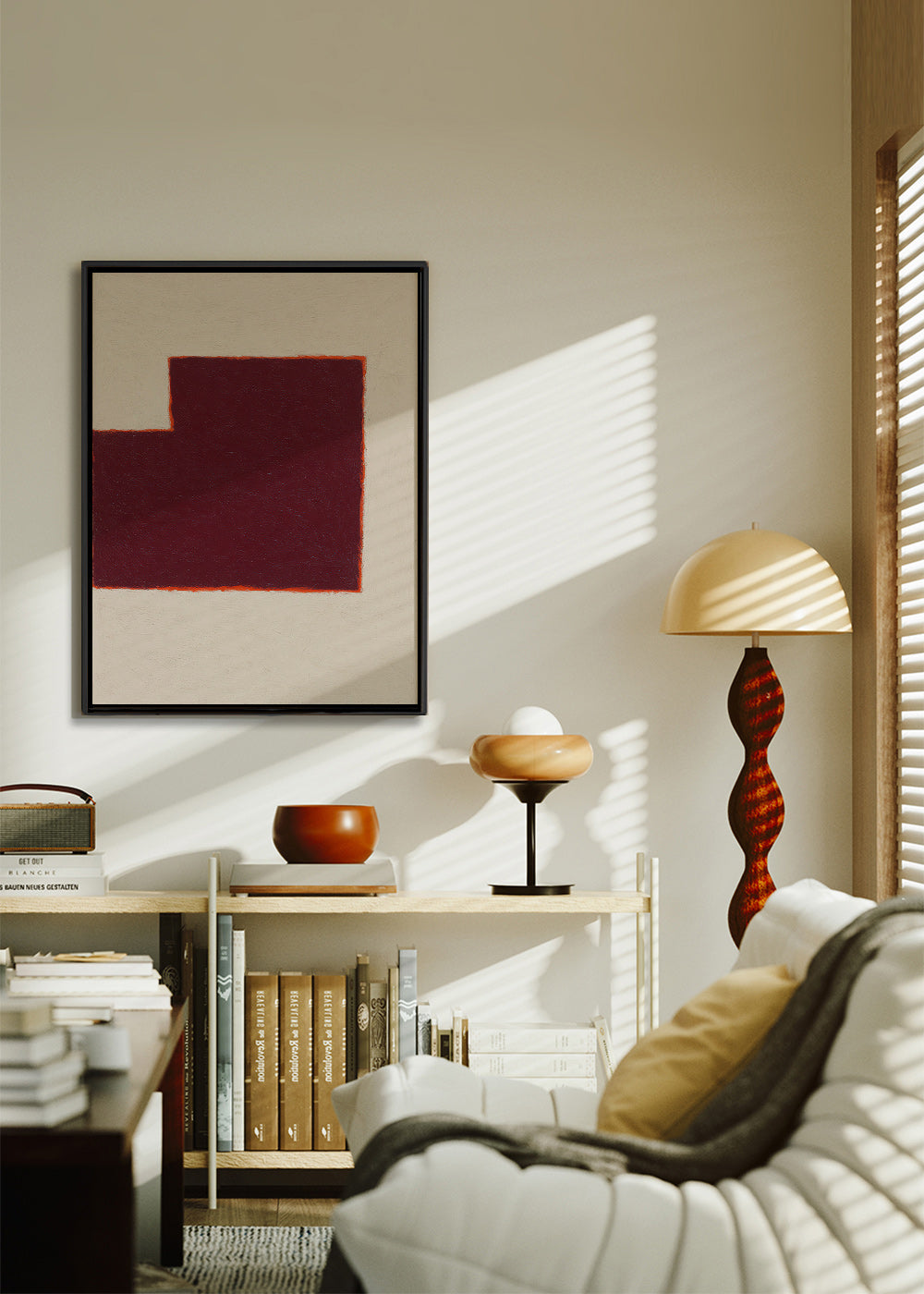 Abstrakt billede bordeaux geometrisk blok – Canvas2