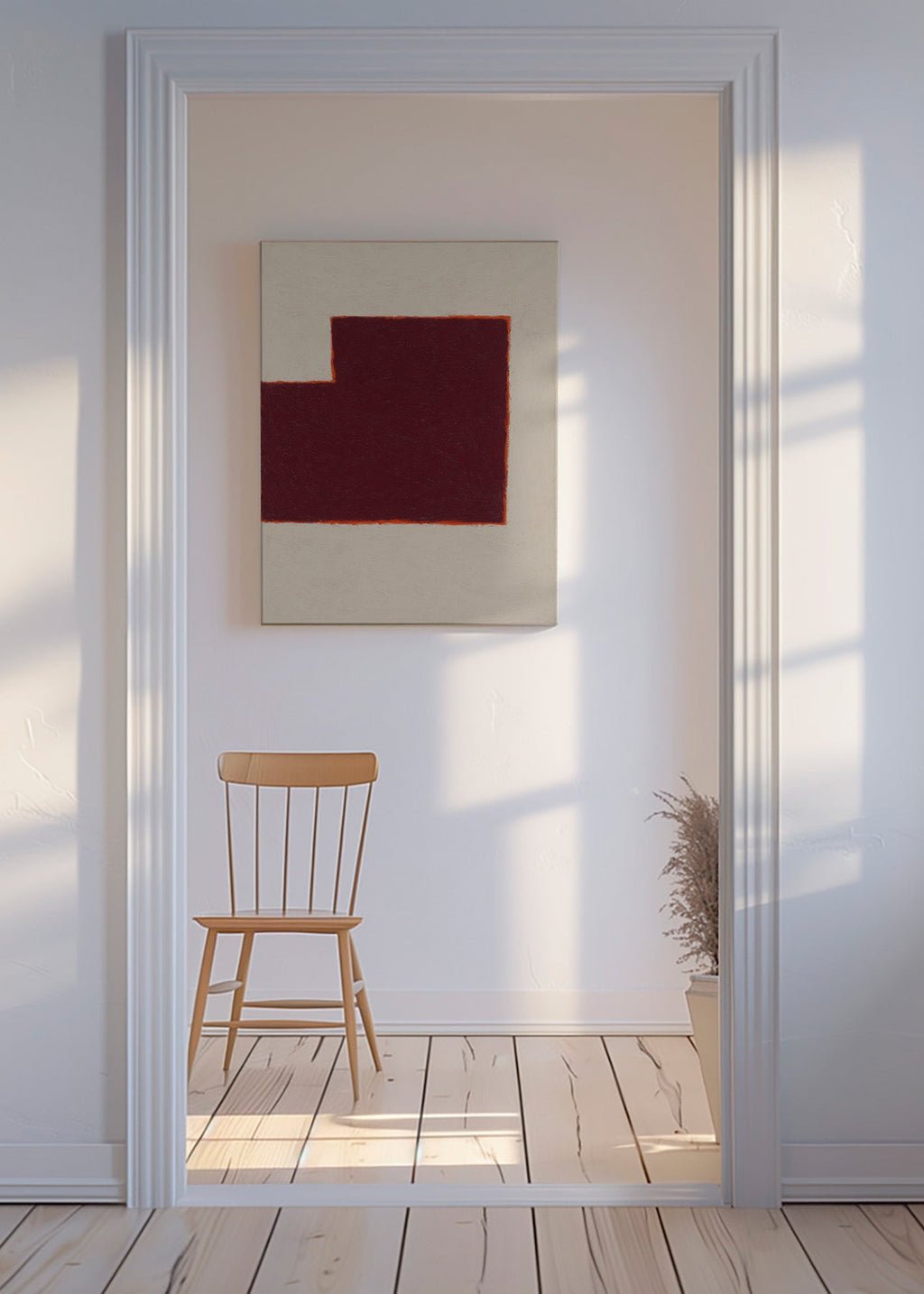 Abstrakt billede bordeaux geometrisk blok – Canvas